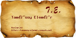 Tamássy Elemér névjegykártya