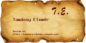 Tamássy Elemér névjegykártya